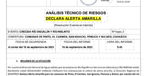 Declaran Alerta Amarilla En 6 Comunas Por Crecida De 2 Ríos En Ñuble