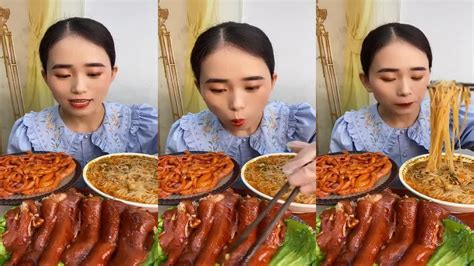 Asmr Mukbang Eating Show Roasted Pork Meatball Noodles Soup Yummy