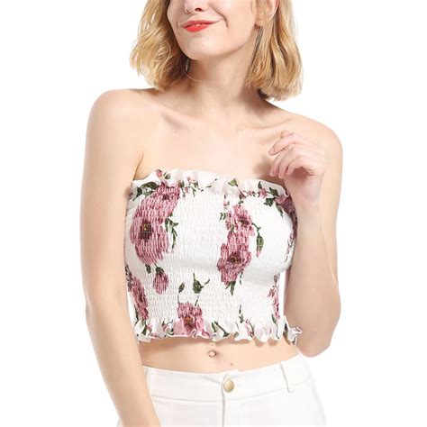 Sexy Strapless Tank Tube Top Women Wrap Chest High Street Summer Floral