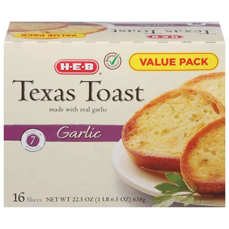 H E B Select Ingredients Garlic Texas Toast Value Pack Shop Bread At