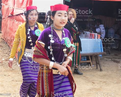 Three Beautiful Ladies With Chin Traditional Dress In Ethnicity