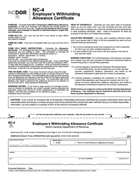 Nc 4p Fillable Form Printable Forms Free Online