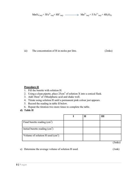 Form 3 Chemistry Paper 3 Practical End Of Term 3 Examination 2021 845