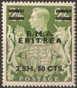 Stamp British Stamp Overprinted B M A Eritrea Eritrea British