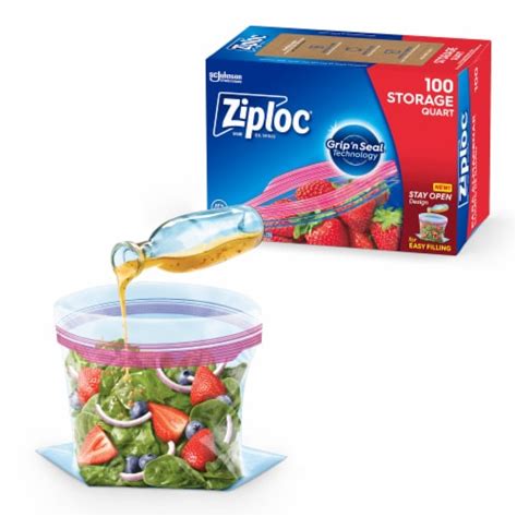 Ziploc Brand Quart Storage Bags With Grip N Seal Technology Ct