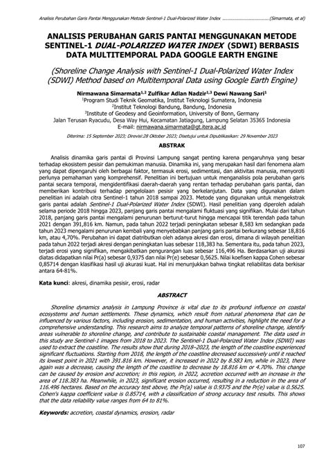 Pdf Analisis Perubahan Garis Pantai Menggunakan Metode Sentinel