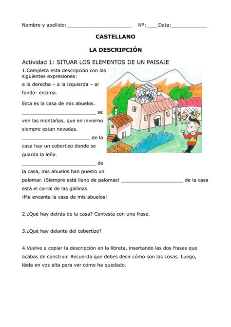 Actividades sobre la descripción de lugares