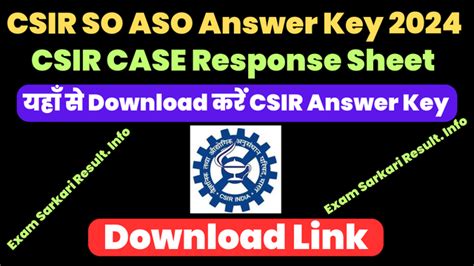 Csir So Aso Answer Key 2024 Released Response Sheet Pdf Download Link