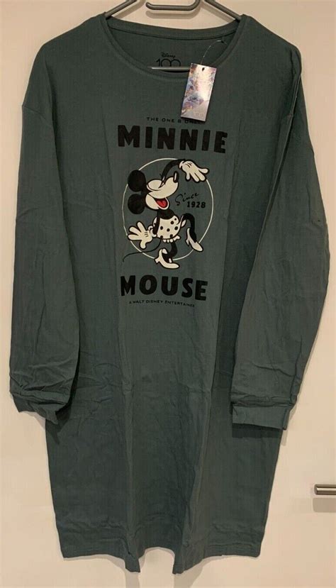 Disney Minnie Mouse Nachthemd Langarm M L Schlafshirt Damen Bigshirt