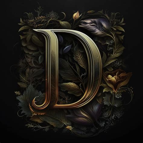 Premium AI Image Emblem Of A Letter With Golden Floral Style