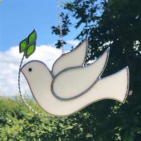 Stained Glass Dove Of Peace Sun Catcher Etsy