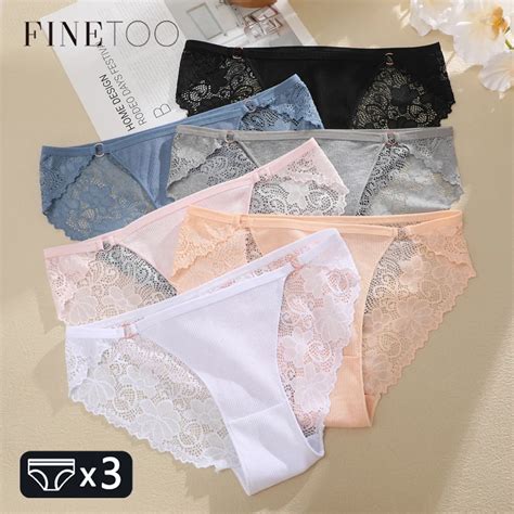 Finetoo Pcs Set Women Cotton Lace Floral Underwear Briefs Sexy Metal