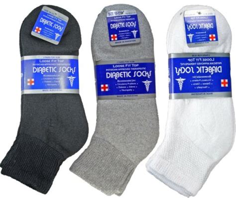 3 12 Pairs Diabetic Ankle Quarter Crew Socks Health Cotton Men Women Circulatory Ebay