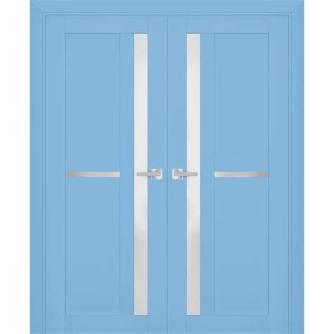 Interior Solid French Double Doors Frosted Glass | Veregio 7288