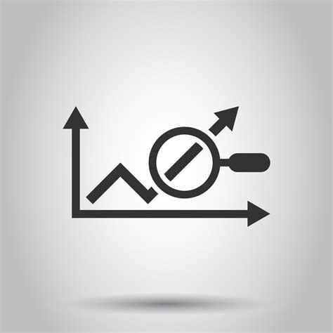 Market Trend Icon In Flat Style Growth Arrow With Magnifier Vector