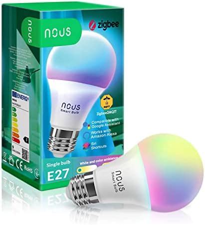 NOUS P3Z Ampoule Intelligente ZigBee RGB E27 Compatible Avec Alexa Hue