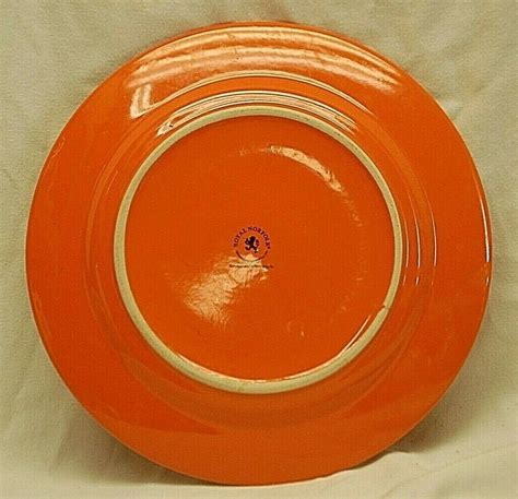 Royal Norfolk Orange Stoneware Dinner Plate Greenbrier Ribbed