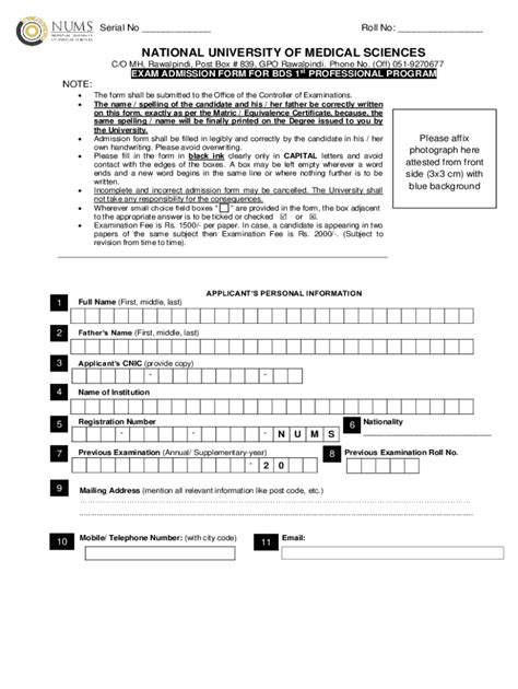 Fillable Online Numspak Edu Nums Entry Test Online Registration