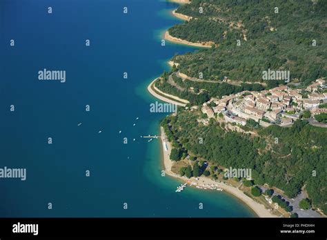 Village Of Sainte Croix Du Verdon Overlooking Lake Sainte Croix Aerial