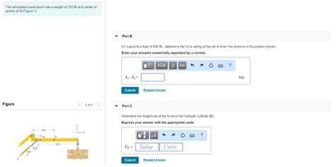 Solved The Articulated Crane Boom Has A Weight Of Lb And Chegg
