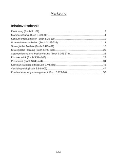 Marketing Zusammenfassung WS18 Marketing Inhaltsverzeichnis Buch