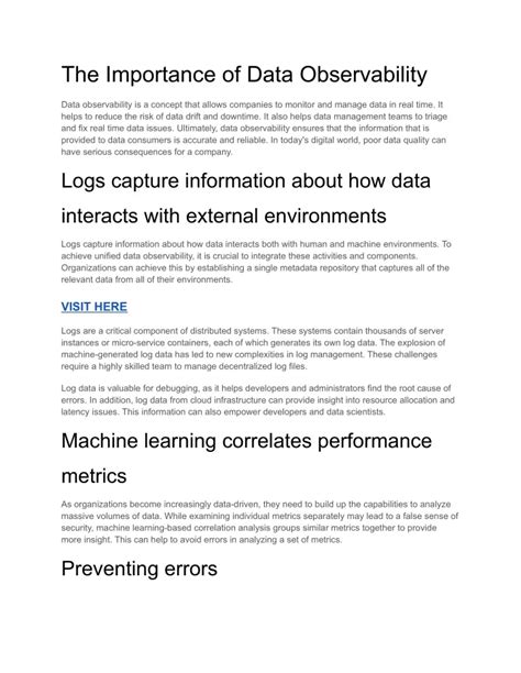 Ppt The Importance Of Data Observability Powerpoint Presentation