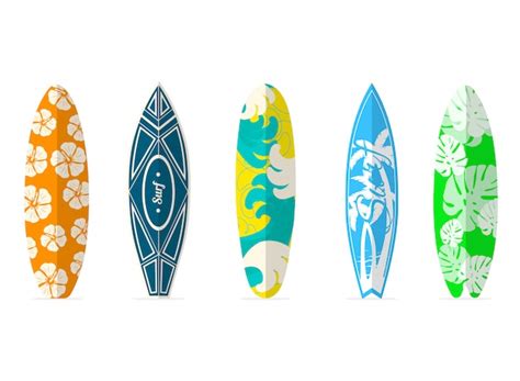 Premium Vector Surfboards Set With Different Bright And Unusual