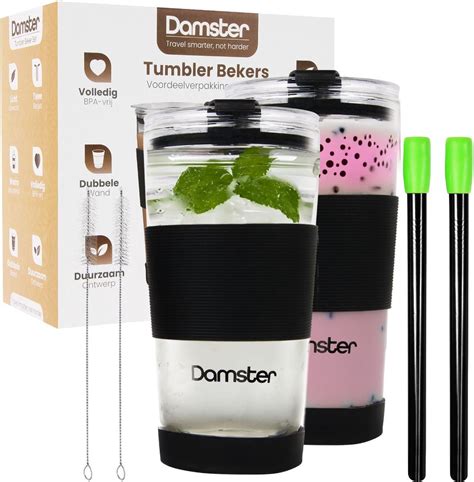 Damster Tumbler Glazen Bubble Tea Bekers Ml Met Bubble Tea