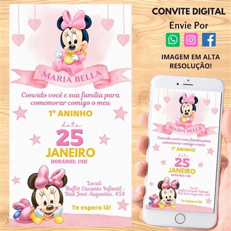 Convite Digital Minnie Baby Elo Produtos Especiais