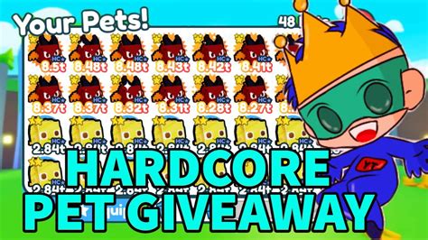 Live Op Hardcore Pet And Huge Pet Giveaway Pet Simulator X