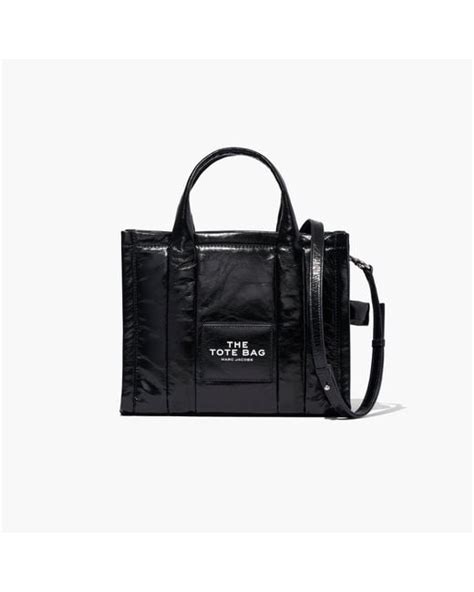 Marc Jacobs Leather The Shiny Crinkle Small Tote In Black Lyst