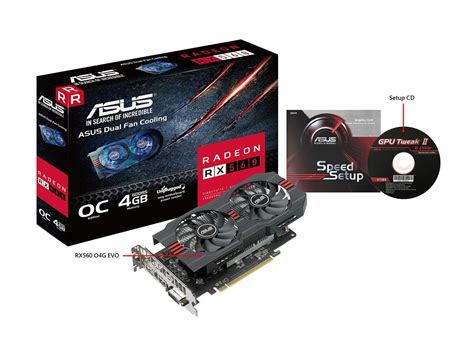 ASUS Radeon RX 560 4GB EVO OC Edition GDDR5 DP HDMI DVI AMD Graphics