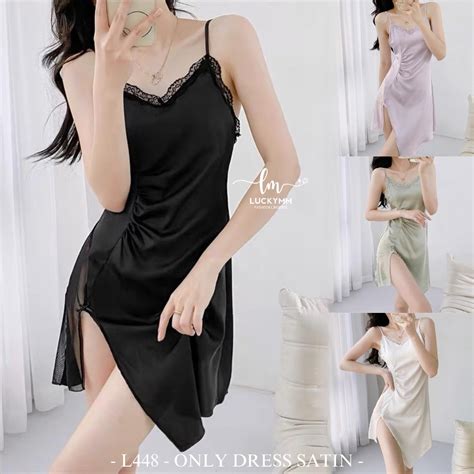 Jual Luckymm Sexy Lingerie Dress Satin Wanita Baju Tidur Sexy Lingerie Satin Sleepwear