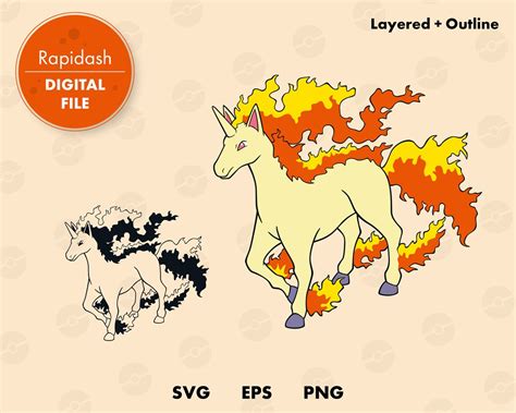 Rapidash Pokemon SVG Cut File Layered Digital Template Etsy