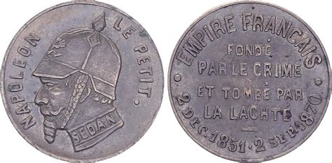 France Médaille satirique Napoléon III le Petit Sedan 1870