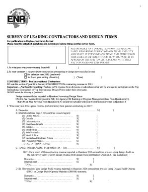 Fillable Online Enr Top International Survey Form Enr Fax Email