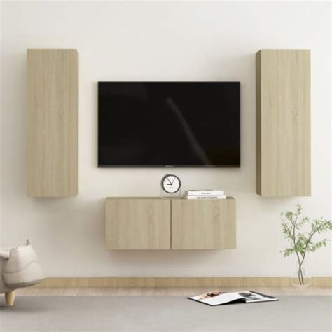 VidaXL 3 Piece TV Cabinet Set Sonoma Oak Engineered Wood 31 5 X11 8