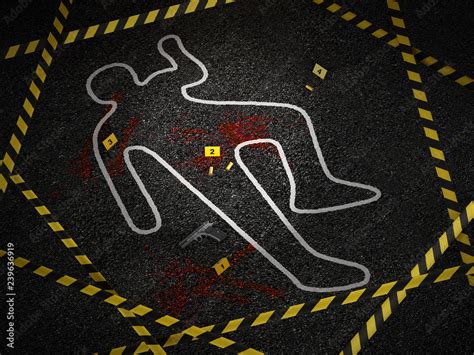 Crime Scene Of A Murder Case 3d Illustration Stock Illustration