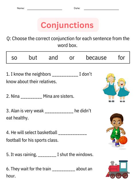 Printable Conjunctions Worksheets And Posters For 1st Grade Daily Grammar