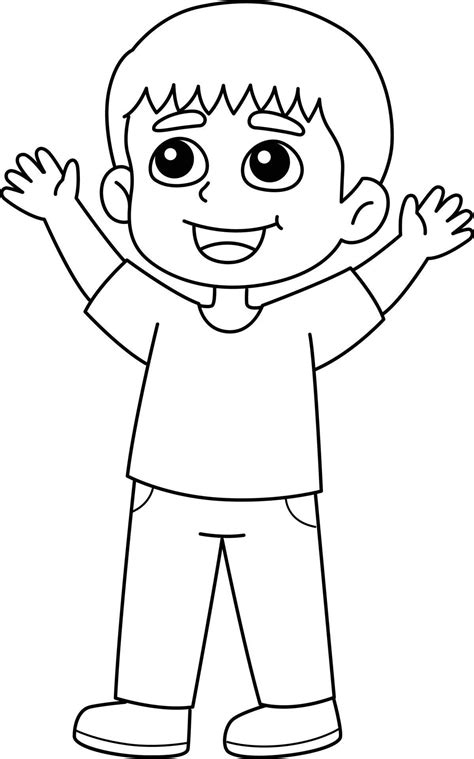 Niño Feliz Aislado Página Para Colorear Para Niños 21964594 Vector En Vecteezy