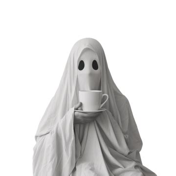 Ghost Drinking Coffee Halloween Coffee Drink PNG Transparent Image