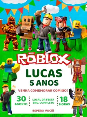 Convite Anivers Rio Roblox Edite Gr Tis Nosso Editor Online