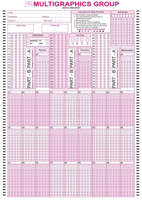 Omr Sheet Sample Sample Omr Answer Sheet Sample Omr Sheets