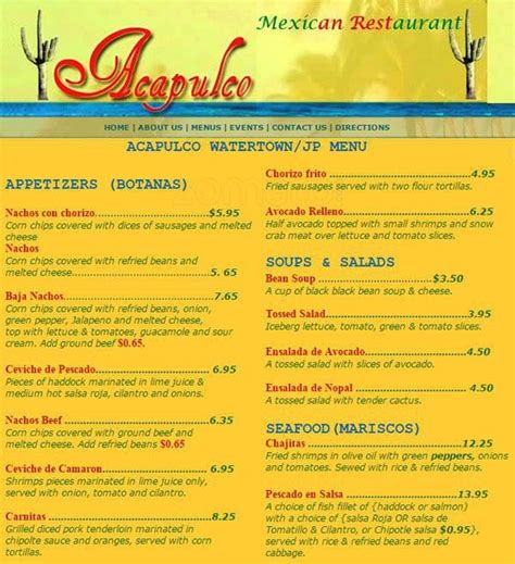 El Acapulco Menu