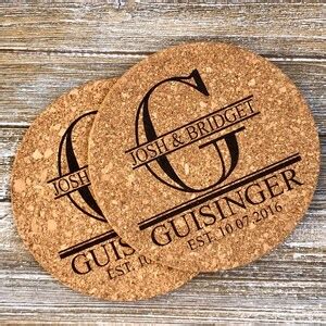 Personalized Cork Trivet Monogram Hot Pad Custom Pot Holder Hot Pad Kitchen Decor