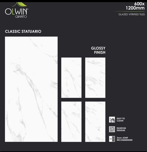 Olwin Granito Ceramic Classic Statuario Glazed Vitrified Tile