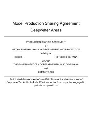 Fillable Online Model Production Sharing Agreement Deepwater Areas Fax