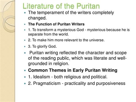 The Puritan Age 1600 1660