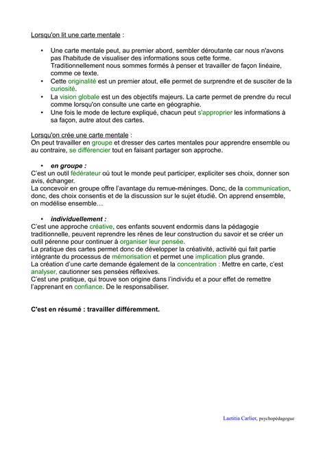 La Carte Mentale Outil Pedagogique PDF