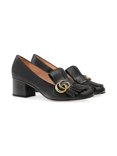 Gucci 55mm Marmont Fringed Leather Pumps In Schwarz Modesens